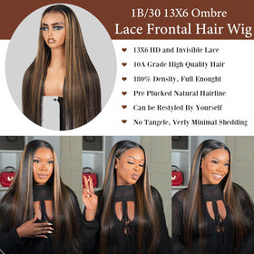 Fiumer honey blonde highlight straight wig with smooth texture