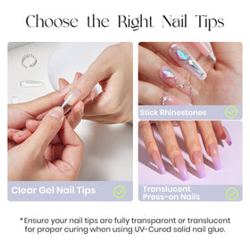 Five Angeles Tipex rhinestone nail art bonding demonstrates secure gem adhesion on dry tips.