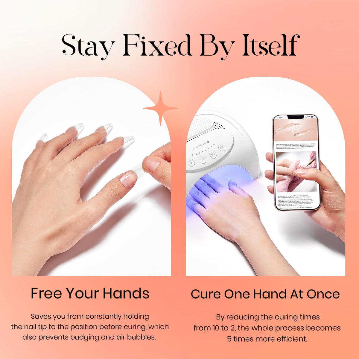 Five Angeles Tipex UV cure session emphasizes efficient, simultaneous curing for multiple nails.