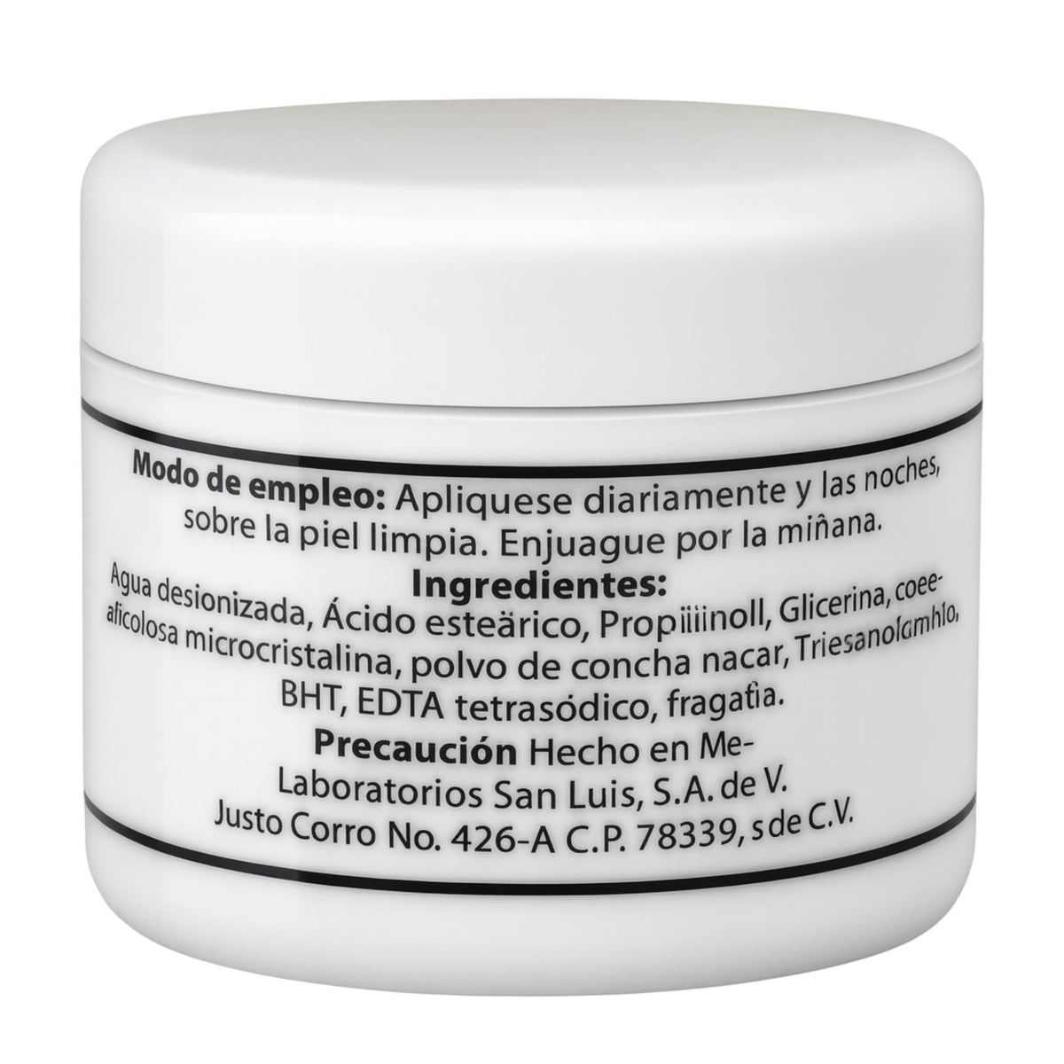 Five Brothers Dos Caritas Concha Nacar Cream shows mother of pearl in the formula.