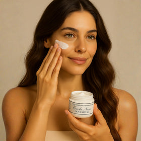 Five Brothers Dos Caritas Concha Nacar Cream packaging is travel-ready for on-the-go routines.