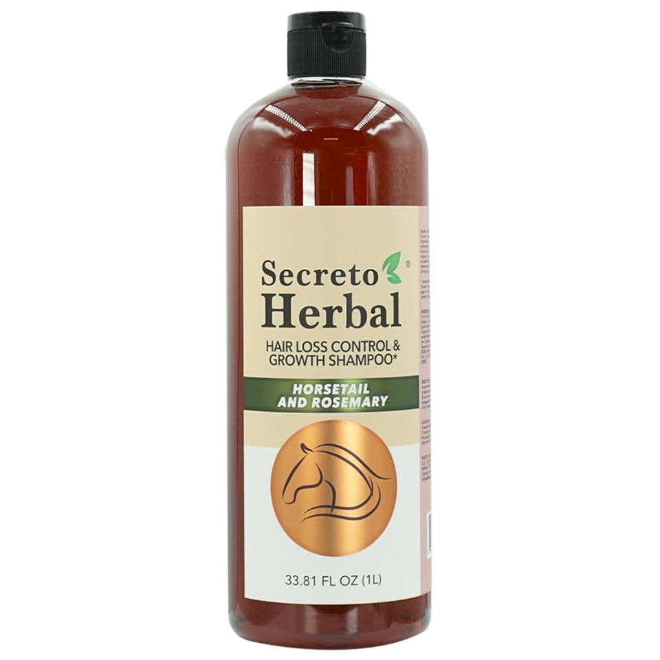 Five Brothers Secreto Herbal shampoo bottle pouring to refresh the scalp