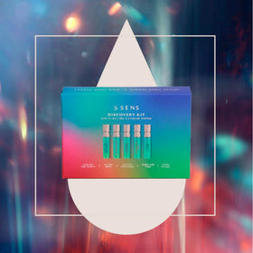 5 SENS packaging and box shows travel-friendly mood sampling