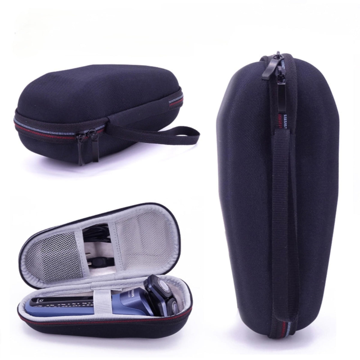 Fivoras hard storage case exterior protects shaver on the go.