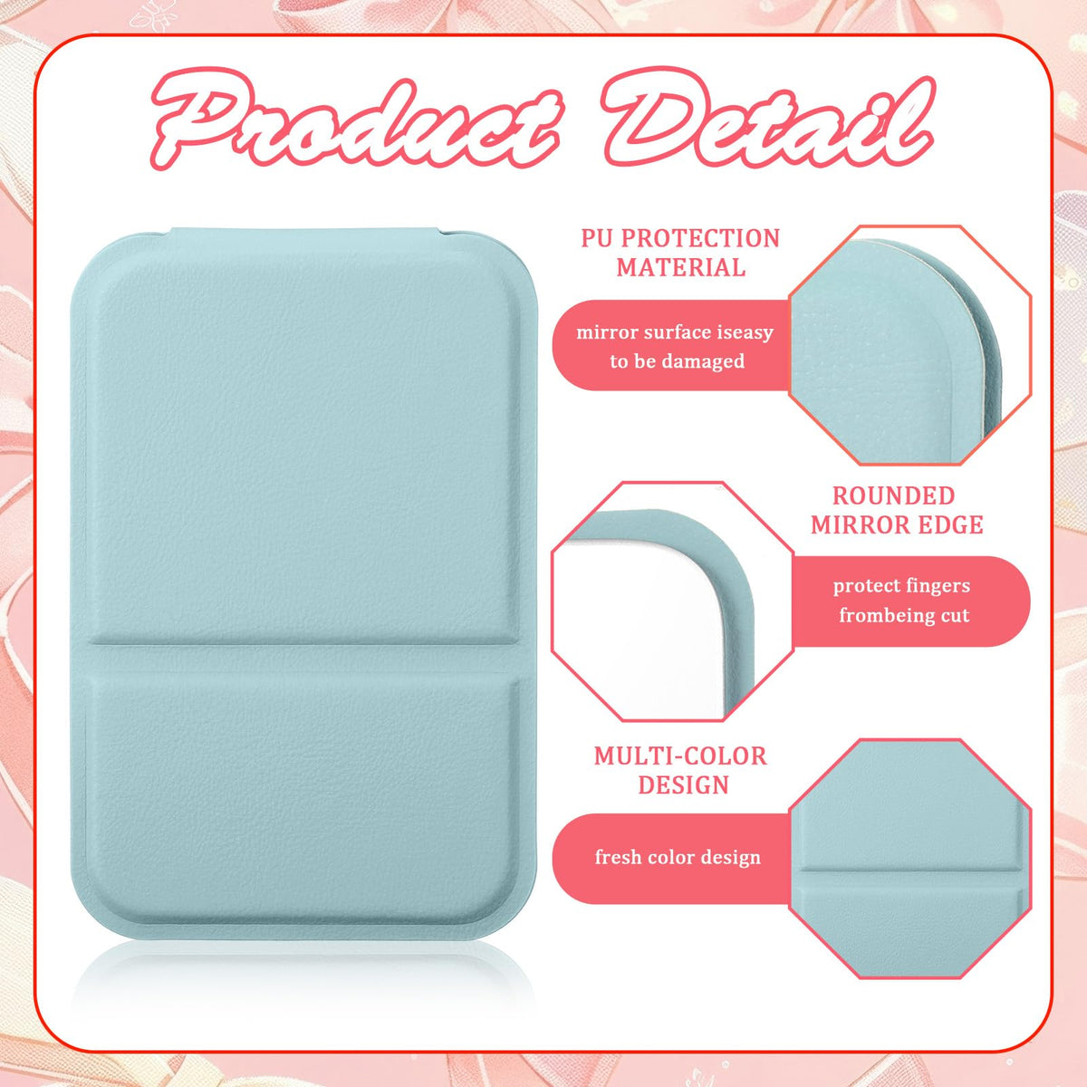 Fiwochic 24pcs moonlight white mirror, everyday touch-ups at work or travel.