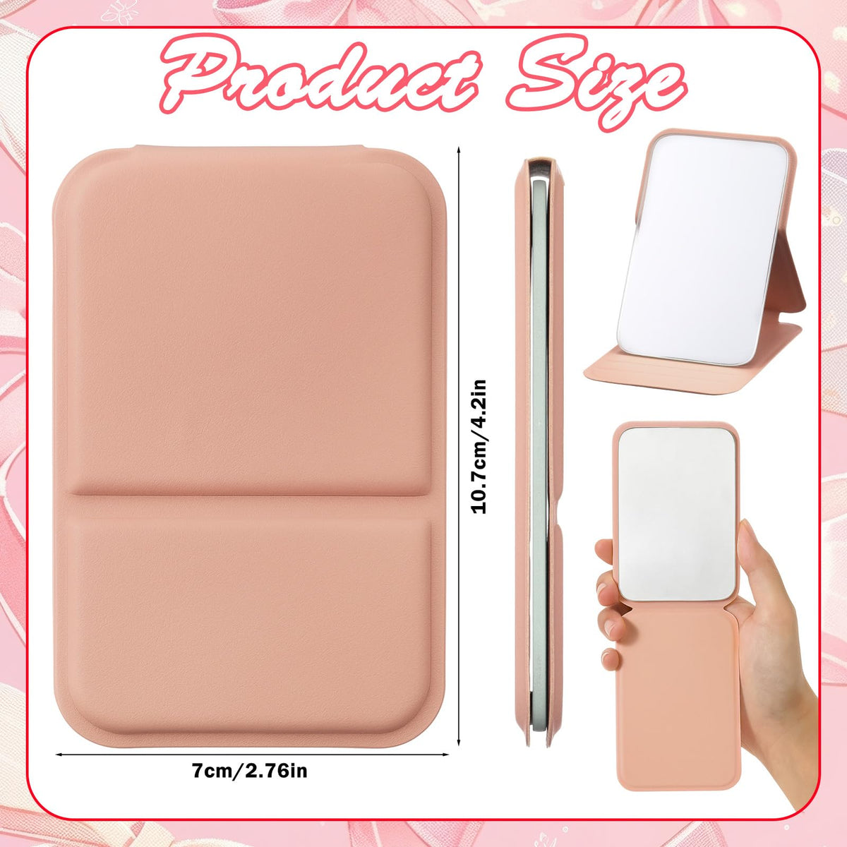 Fiwochic moonlight white folding mirror ideal for travel and office use