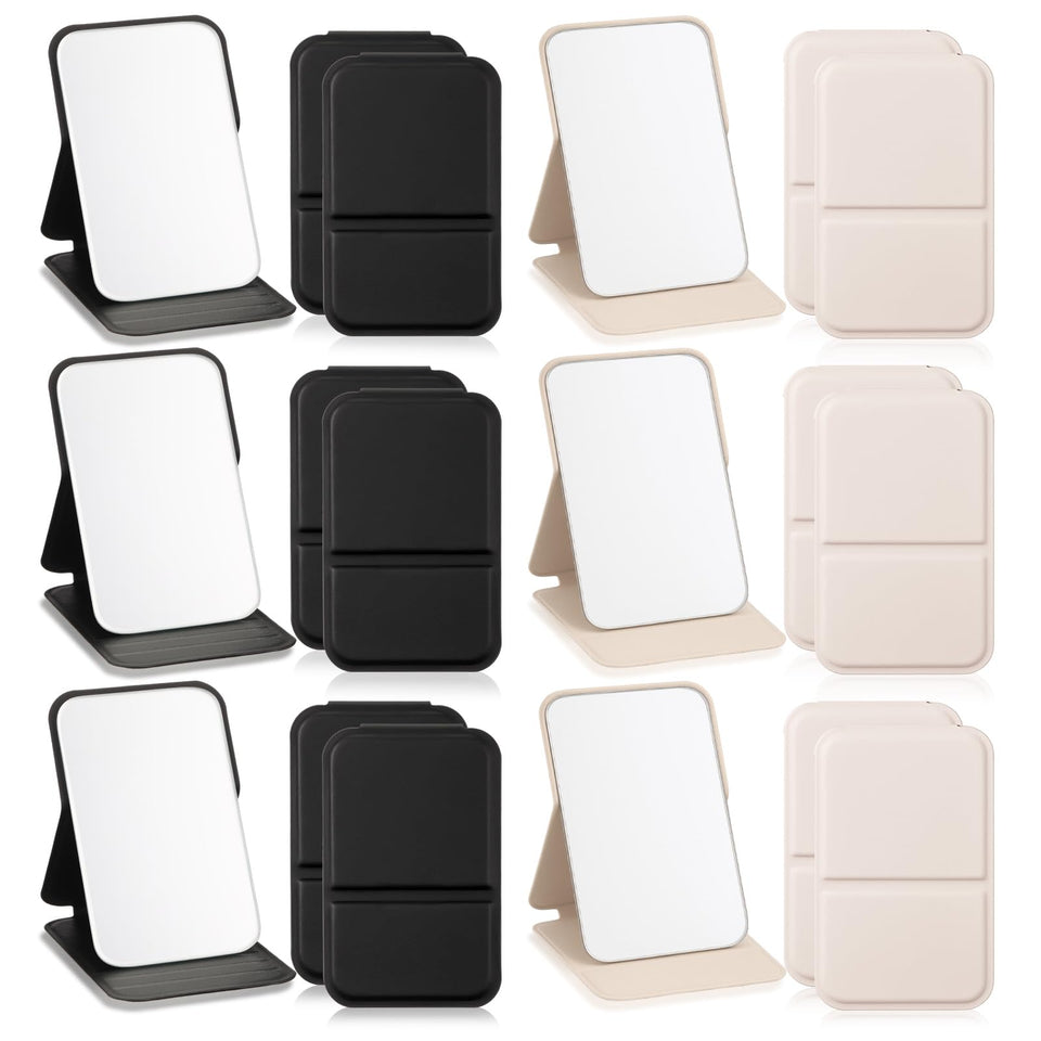 Fiwochic compact pocket mirror in white, rectangle shape for on-the-go makeup checks
