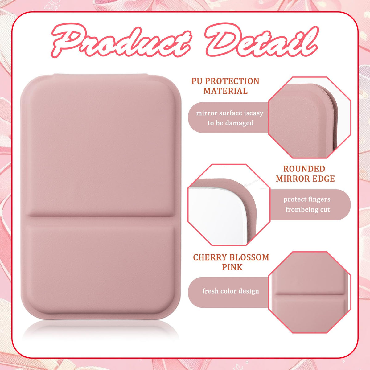 Fiwochic ultrathin folding mirror fits slim bags for easy travel touchups.