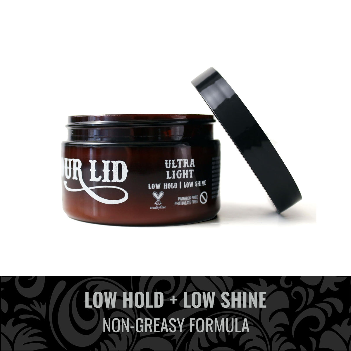 Fix Your Lid Ultra Light Pomade matte finish swatch demonstrates understated look