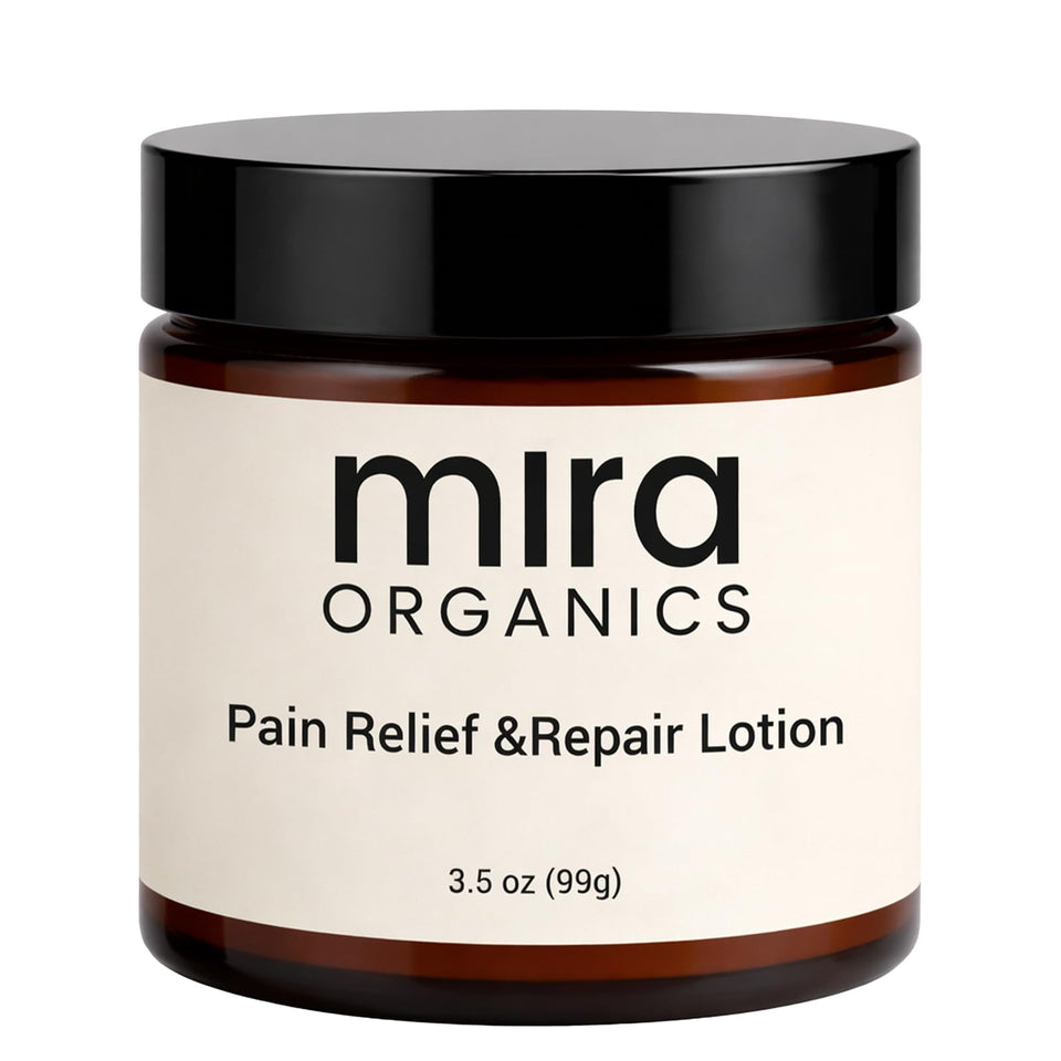 FIYY6VC Mira Relief Repair Lotion bottle—gentle, fast-absorbing hydration for all skin types.
