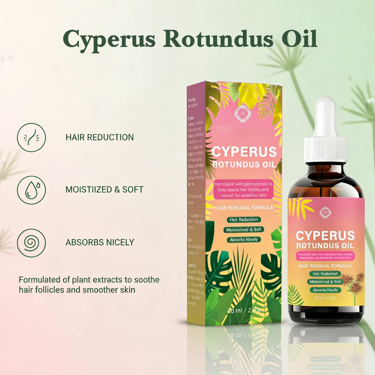 FJHAYRW Cyperus Rotundus Oil being absorbed quickly without leaving residue.