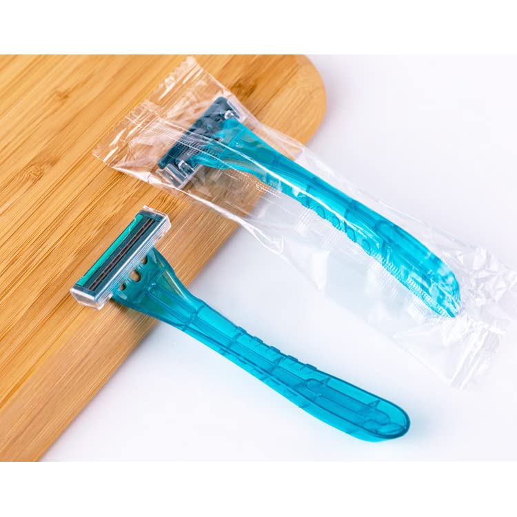 FKYzixeh razor packaging in a clear sealed bag, ready for guest use