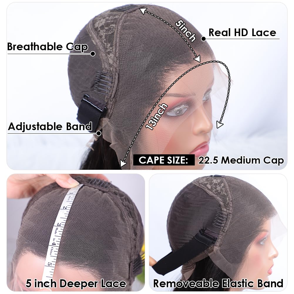 Flady glueless cap on 22.5-inch fit for quick, secure wear.
