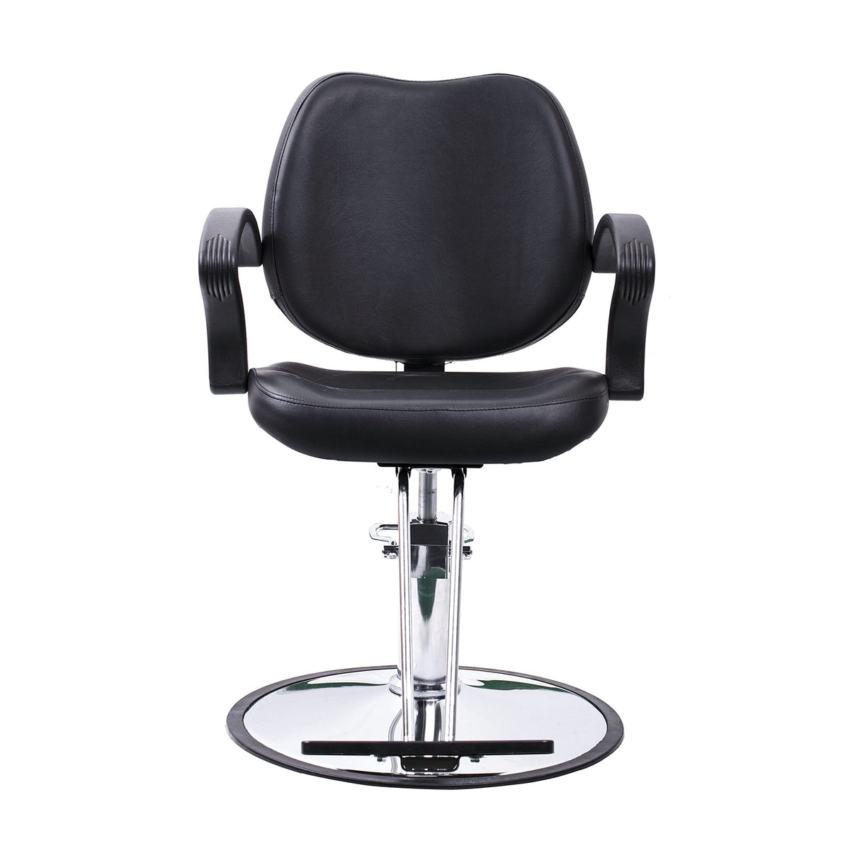 FlagBeauty black swivel-base barber chair enables quick height changes
