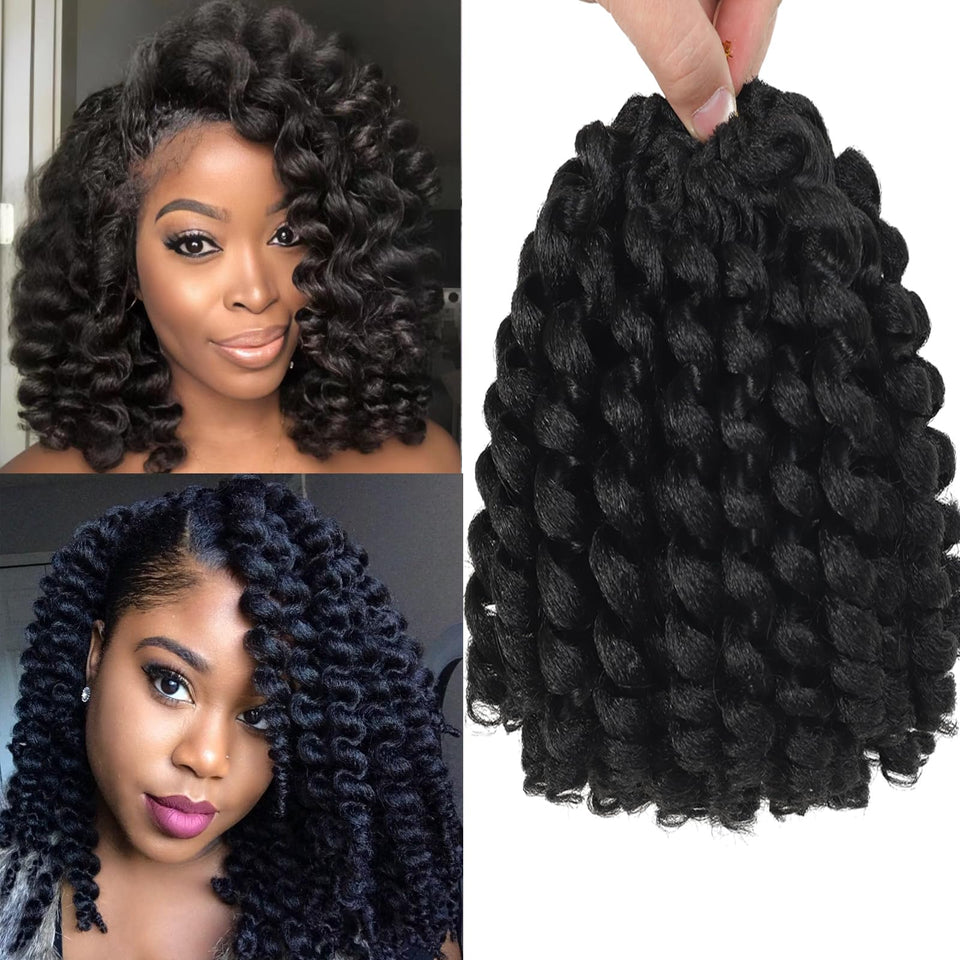 Flagship Jamaican Bounce wand curl crochet hair 12in 5-pack for a full head look.
