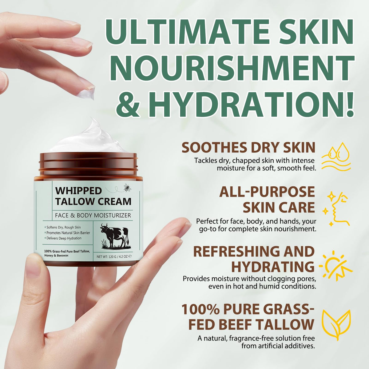 FlameBeauty Honey-Infused Tallow Closeup shows creamy texture and nourishing blend.