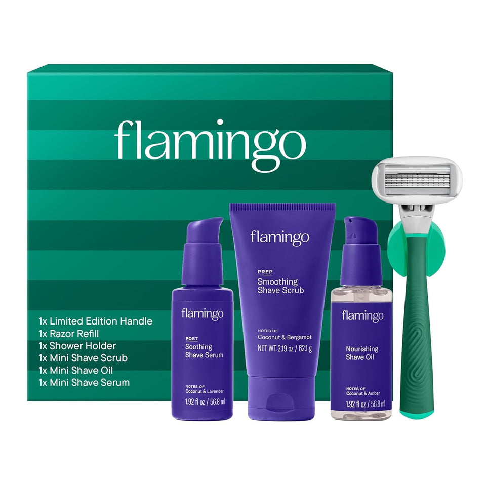 Flamingo razor handle from the complete shave set with an ergonomic grip for precise shaving。