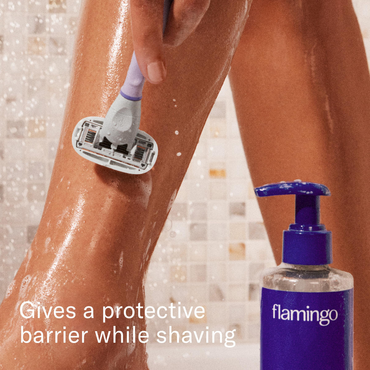 Flamingo Nourishing Shave Oil bottle for a silky glide.