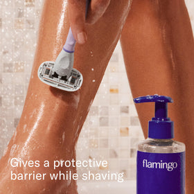 Flamingo Nourishing Shave Oil bottle for a silky glide.