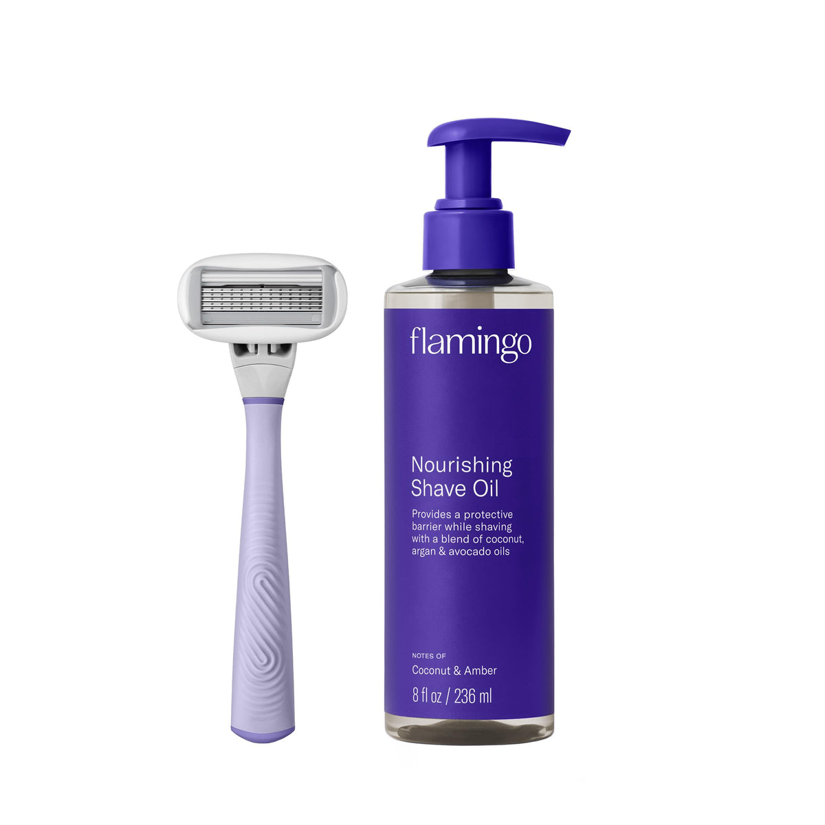 Flamingo Razor Lilac handle for comfortable grip during close shaving.