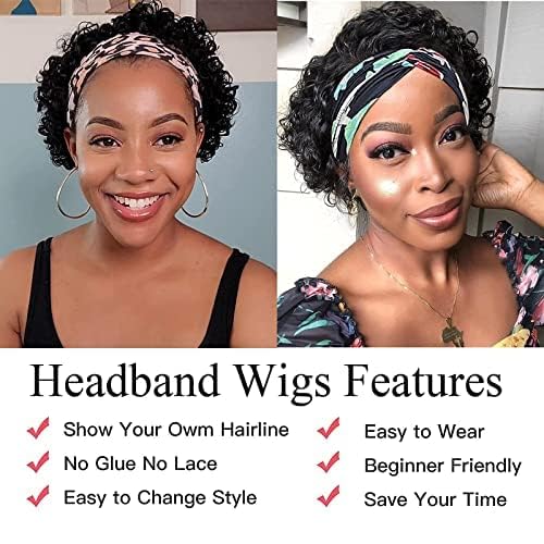 Flandi Headband Wig stretchable band detail for secure, glueless fit.