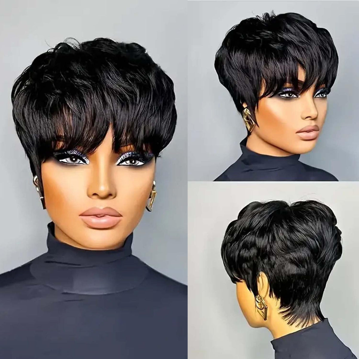 Flandi Pixie Cut Wig back view revealing realistic volume and seamless integration