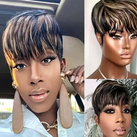 Flandi Pixie Cut Wig cap construction demonstrates comfortable glueless fit