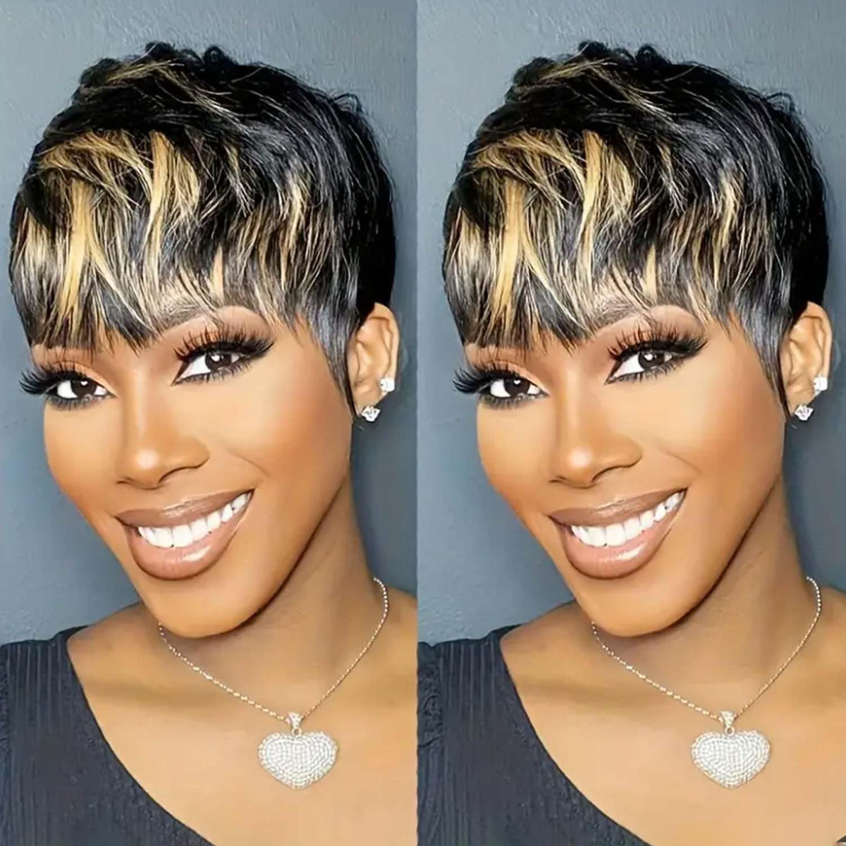 Flandi Pixie Cut Wig close-up texture shows natural shine for daily wear