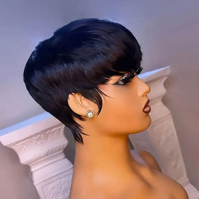 Flandi Pixie Cut Wig side profile, versatile styling options.