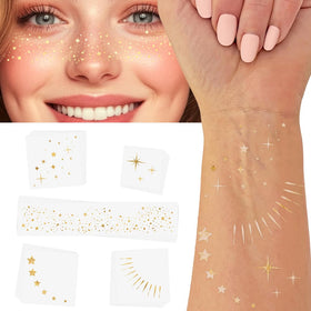 Close-up of metallic gold foils on Flash Tattoos for vivid, durable shine.