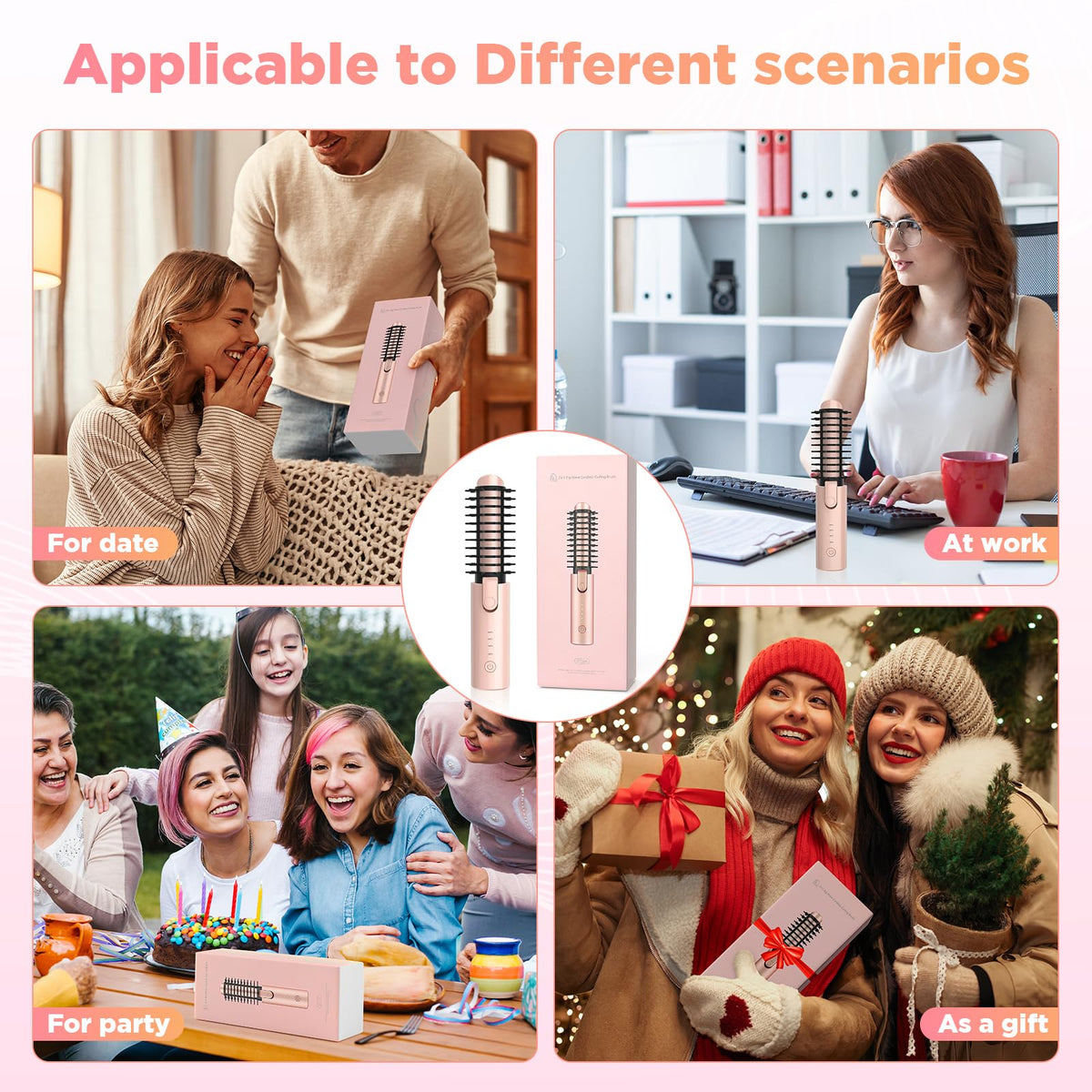 Flashseen pink portable curler resting in hand for quick touch-ups.