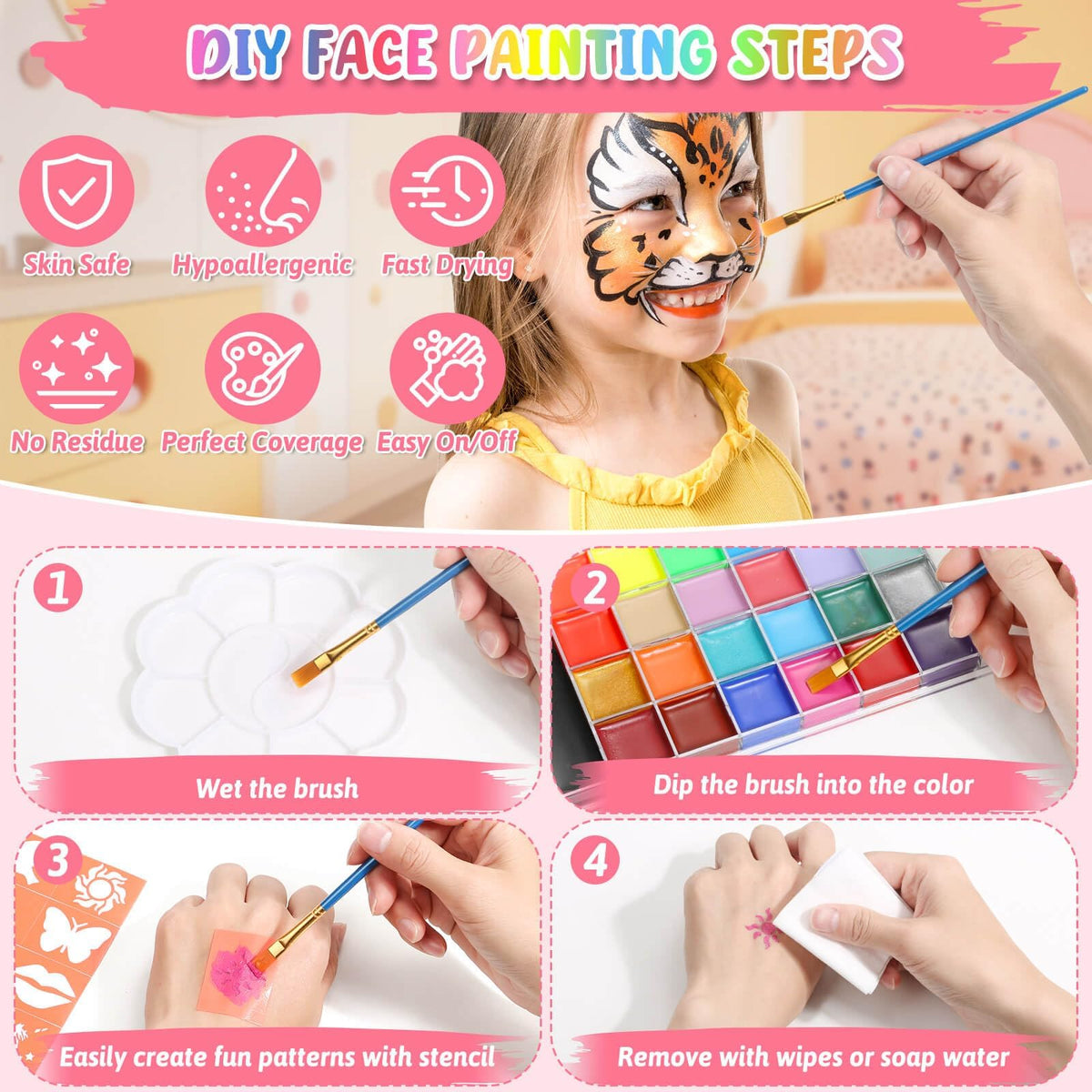 Flasoo body glitter included for sparkling accents and fun looks