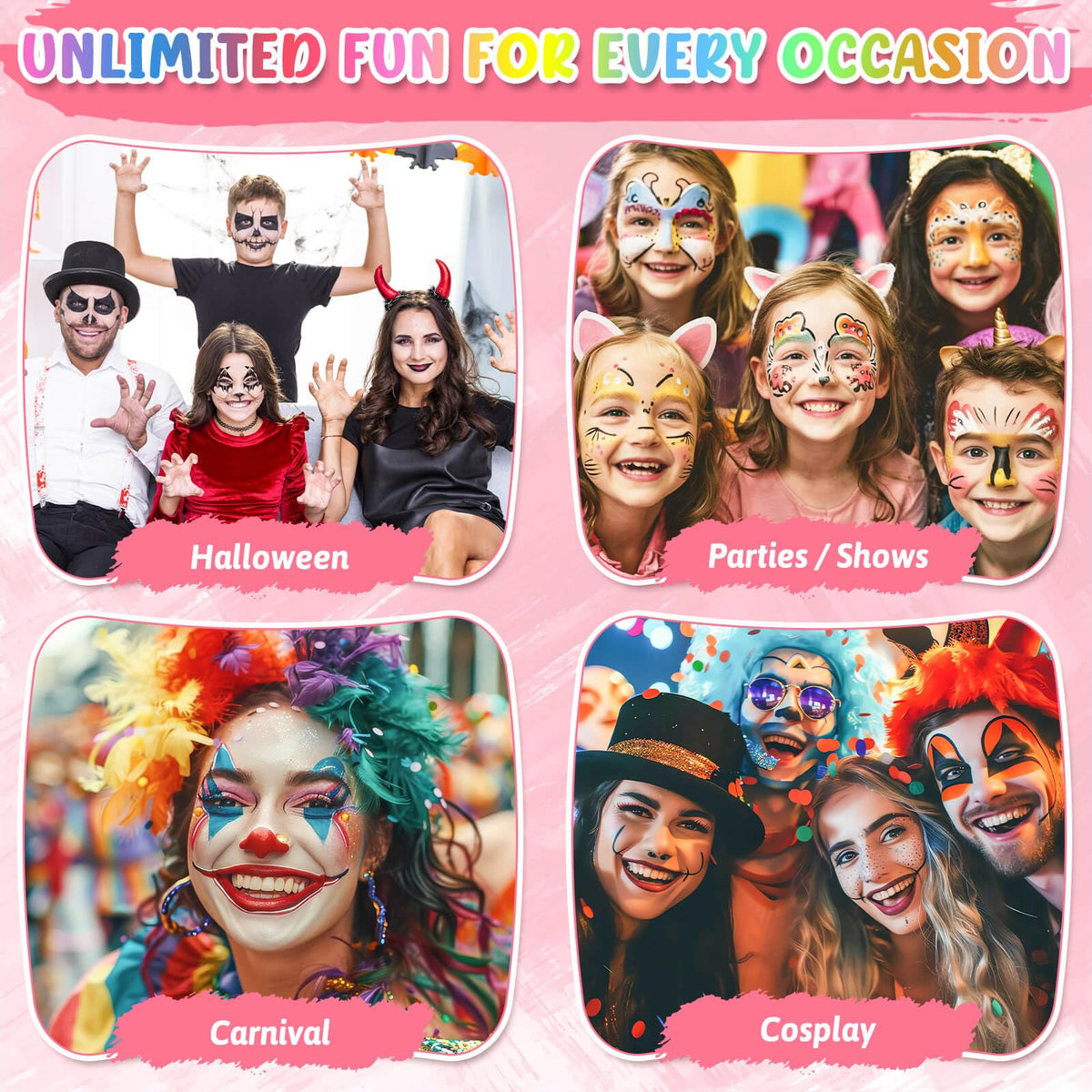 Flasoo rainbow face paint tray for easy color mixing and setup