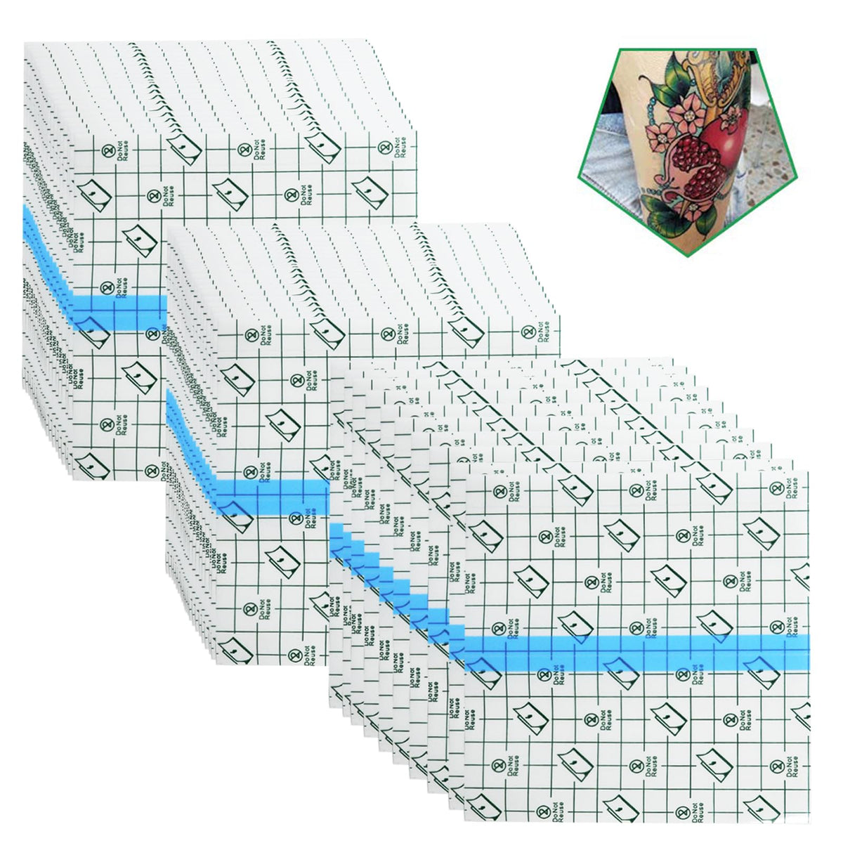 Flatoedu tattoo bandage 6x6 transparent film provides waterproof protection.