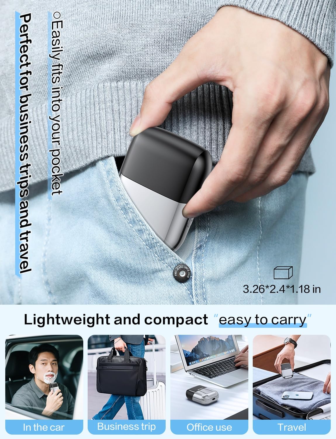 Fleaks Funly compact travel shaver with magnetic cap for mess-free packing