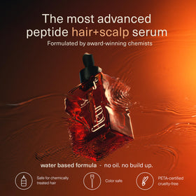 Hands applying Bloom serum to scalp during daily routine