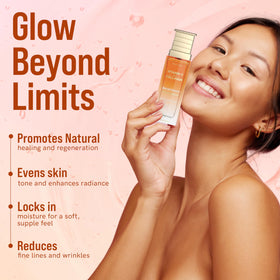 Closeup of serum label, highlighting clean ingredients and transparency.