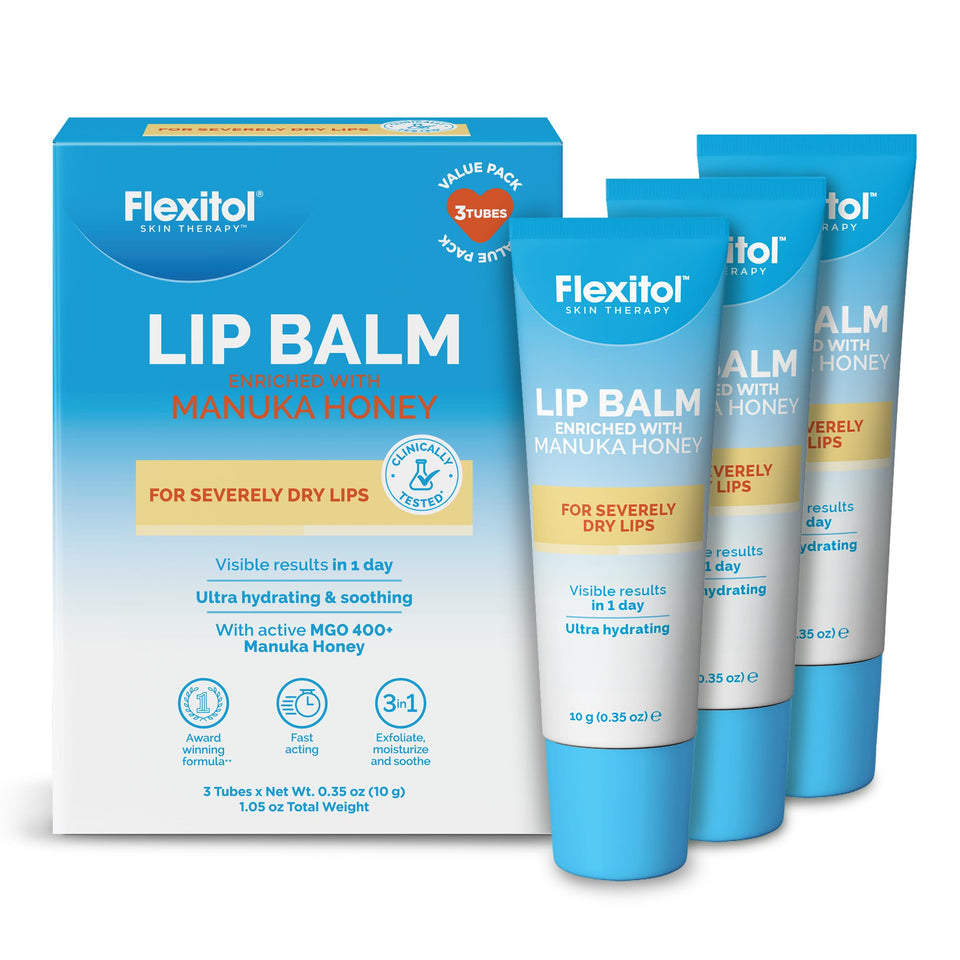 Flexitol lip balm with Manuka honey in tube for daily hydration
