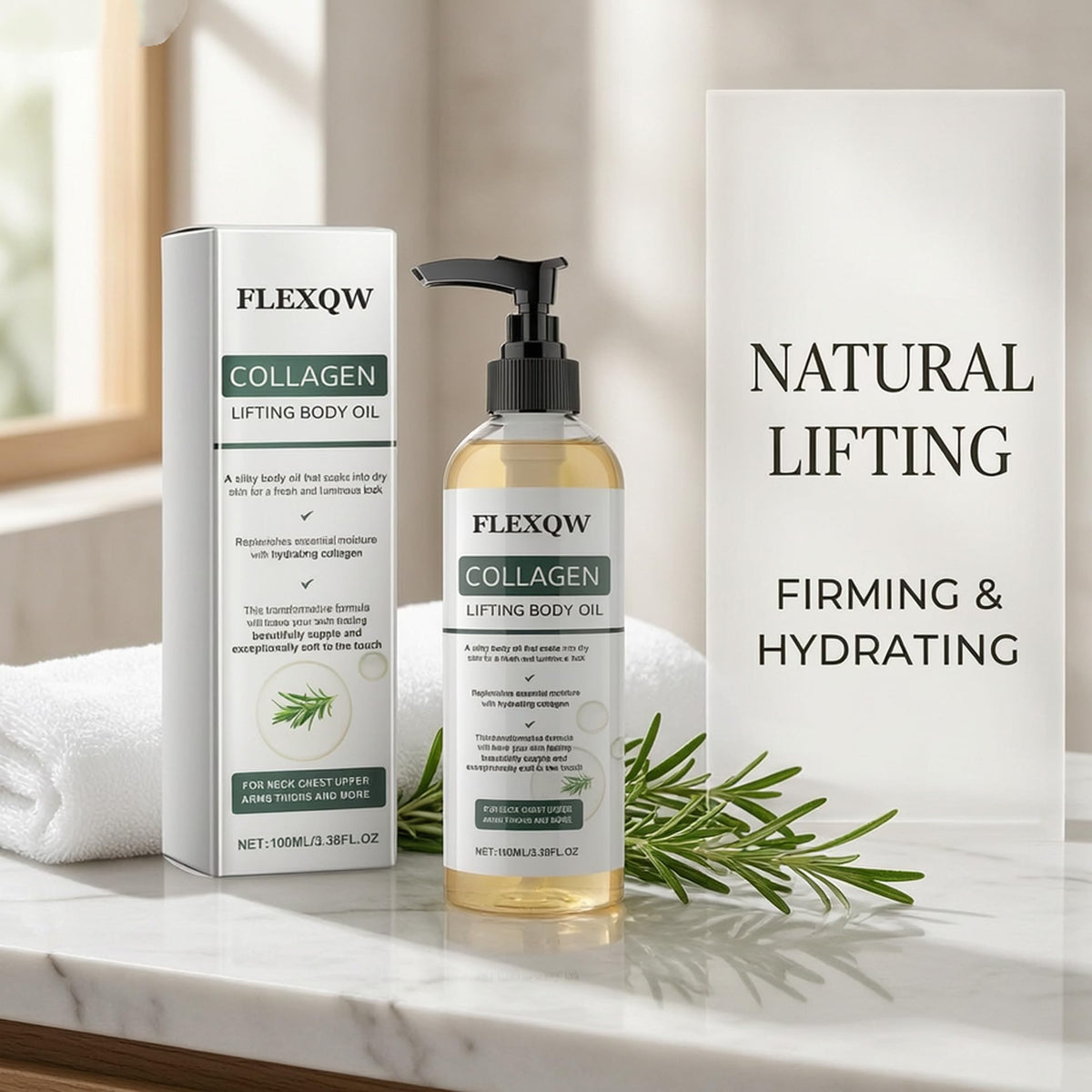 FLEXQW Collagen Lifting Body Oil 3.38 fl oz bottle