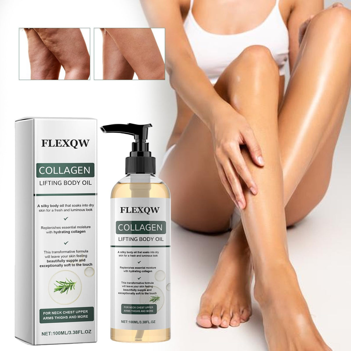 FLEXQW Collagen Lifting Body Oil for full-body use