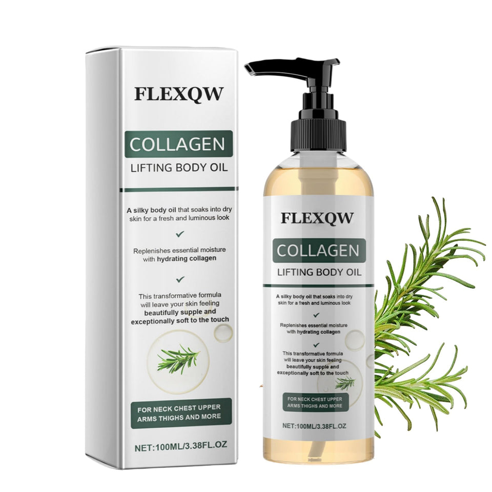 FLEXQW Collagen Lifting Body Oil pump bottle for easy daily application
