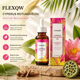FlexQW Cyperus Rotundus Oil being poured to show light non-greasy texture