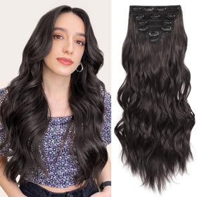Fliace clip-in extension in dark brown for instant length