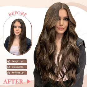 Fliace six-piece set with multiple wefts to customize length and fullness