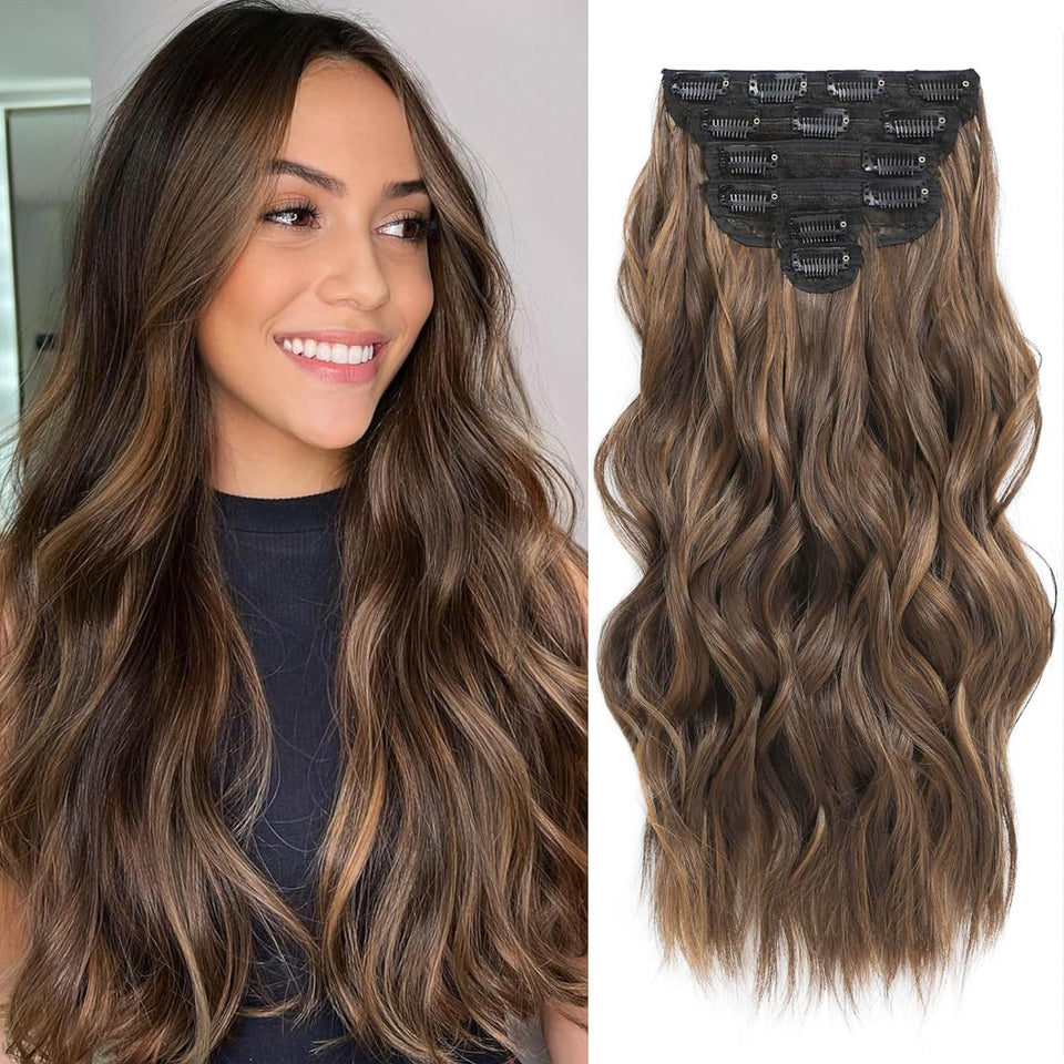 Fliace clip-in long wavy extensions for fuller look and length enhancement