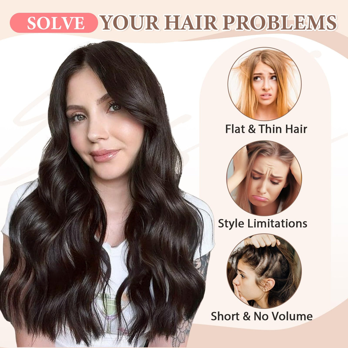 Fliace 2.2-inch wide 1-clip weft for subtle volume