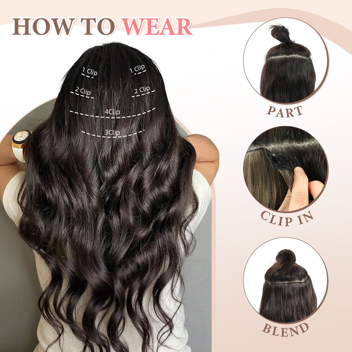 Fliace 4.9-inch wide 2-clip weft blends smoothly