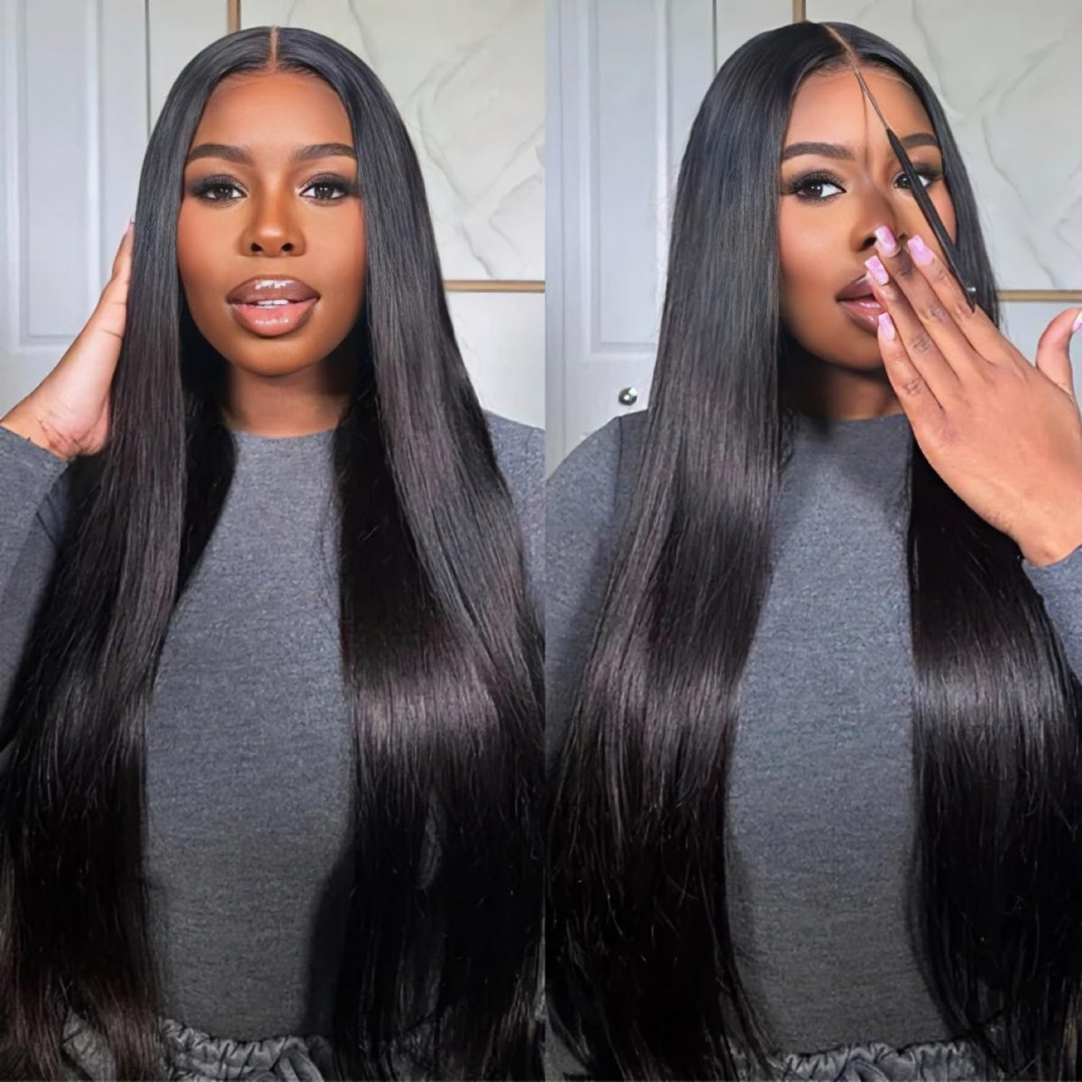 FLLUFWIG 7x6 HD lace wear-and-go wig blends seamlessly with skin tone for a natural look.