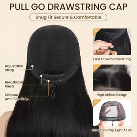 FLLUFWIG durable straight human hair wig can be dyed, curled, or restyled.