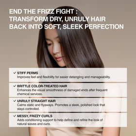 FLOLAND Hydrolyzed Keratin, proteins, and ceramides reinforce strands and protect cuticles